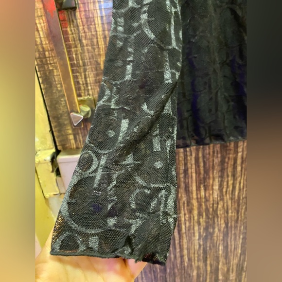 High neck dior printed sheer top - Picture 3 of 3